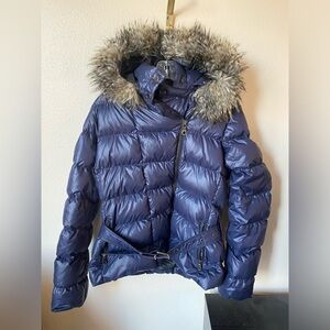 Poivre Blanc Girls Down Puffer Jacket Size L in Navy Skiing Snowboarding Jacket